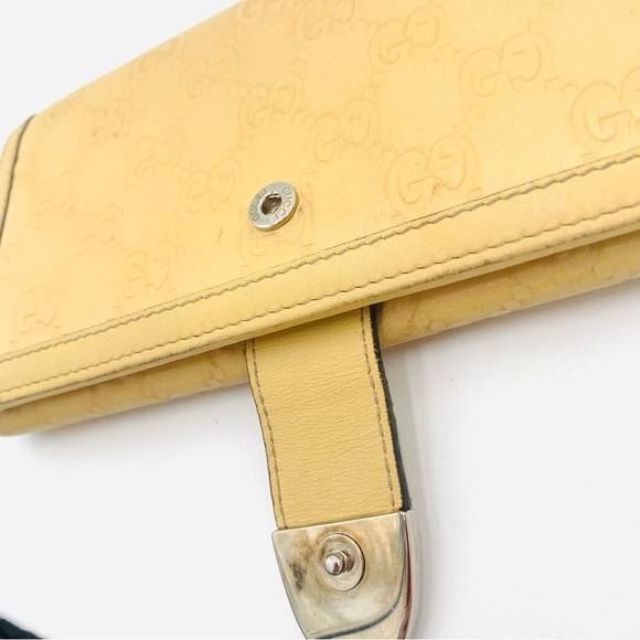 GUCCI⚡️Guccissima Pale Yellow Monogram Signoria Continental French Flap Wallet - Picture 6 of 14